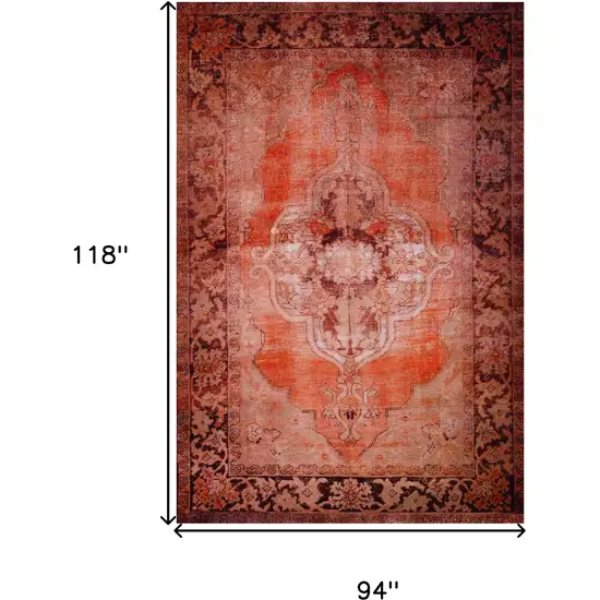 Red Oriental Distressed Non Skid Area Rug Photo 7