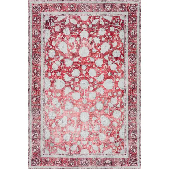 Red Oriental Distressed Non Skid Area Rug Photo 5