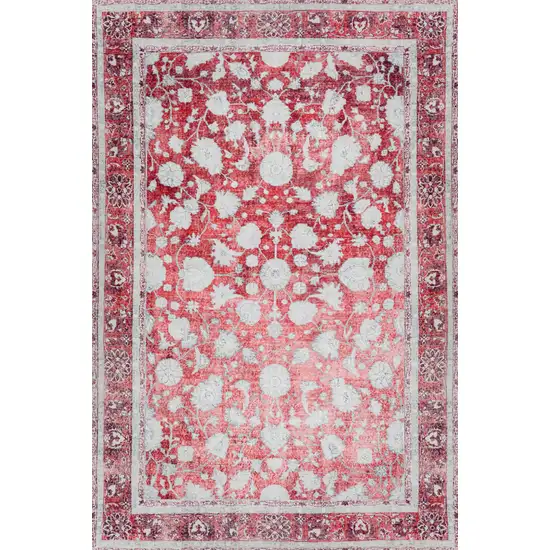 Red Oriental Distressed Non Skid Area Rug Photo 1