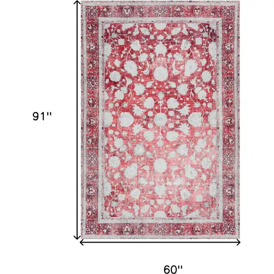 Red Oriental Distressed Non Skid Area Rug Photo 7