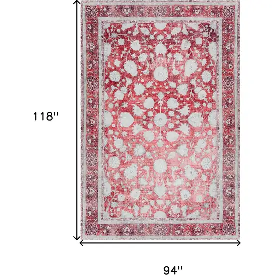 Red Oriental Distressed Non Skid Area Rug Photo 7