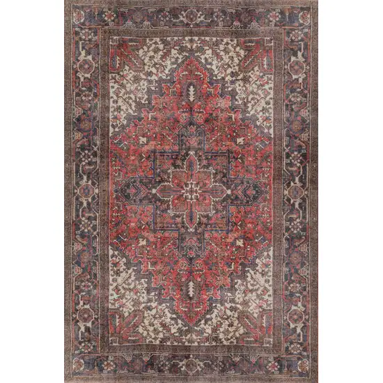 Red Oriental Distressed Non Skid Area Rug Photo 1