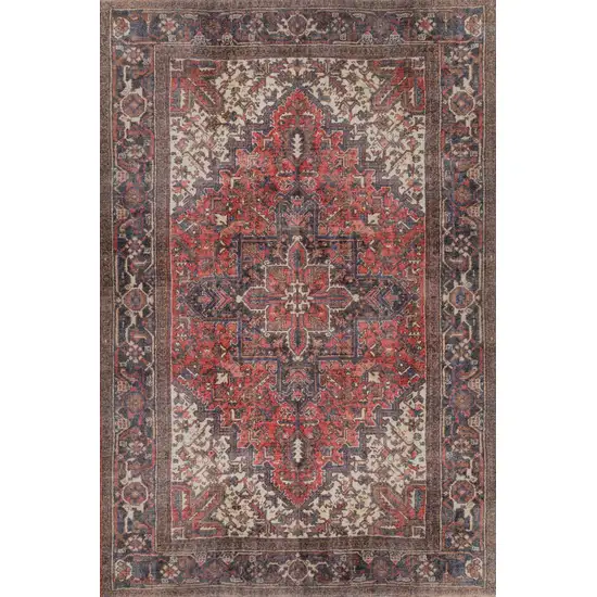 Red Oriental Distressed Non Skid Area Rug Photo 5