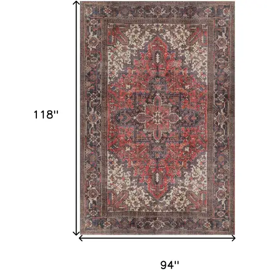 Red Oriental Distressed Non Skid Area Rug Photo 7