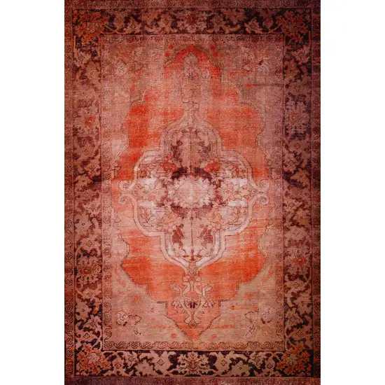 Red Oriental Distressed Non Skid Area Rug Photo 1