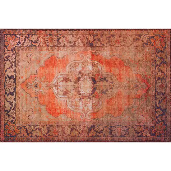 Red Oriental Distressed Non Skid Area Rug Photo 1