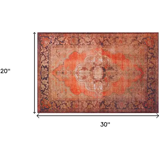 Red Oriental Distressed Non Skid Area Rug Photo 5