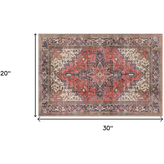 Red Oriental Distressed Non Skid Area Rug Photo 5