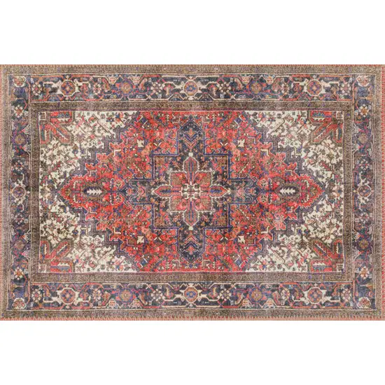 Red Oriental Distressed Non Skid Area Rug Photo 1