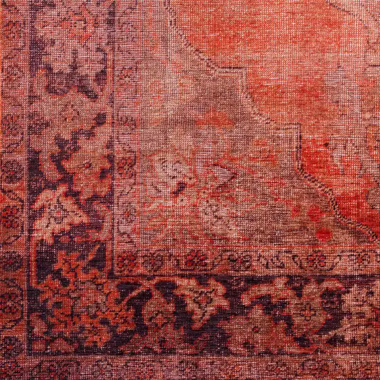 Red Oriental Distressed Non Skid Runner Rug Photo 3