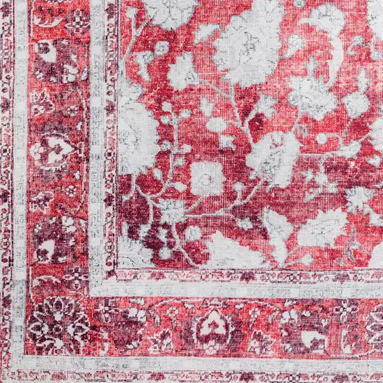 Red Oriental Distressed Non Skid Runner Rug Photo 3