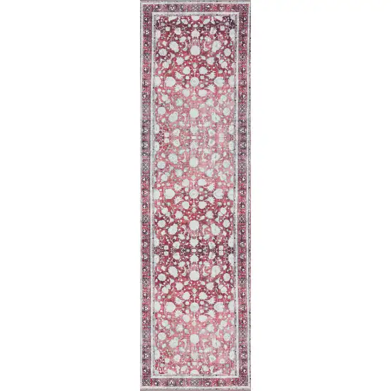 Red Oriental Distressed Non Skid Runner Rug Photo 1