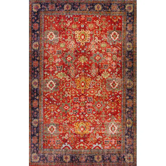 Red Oriental Non Skid Area Rug Photo 4