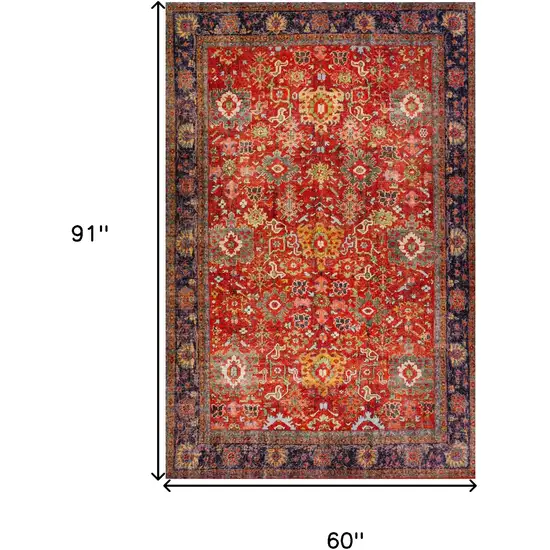 Red Oriental Non Skid Area Rug Photo 6