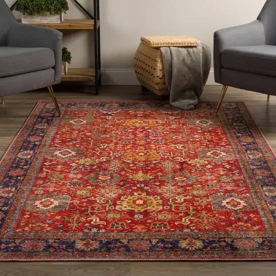 Red Oriental Non Skid Area Rug Photo 4