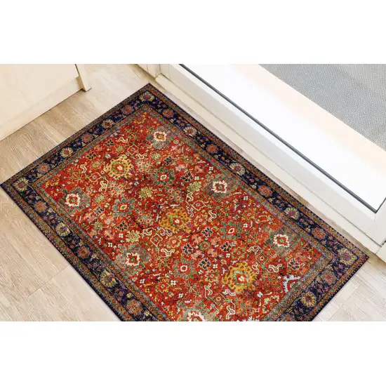 Red Oriental Non Skid Area Rug Photo 4