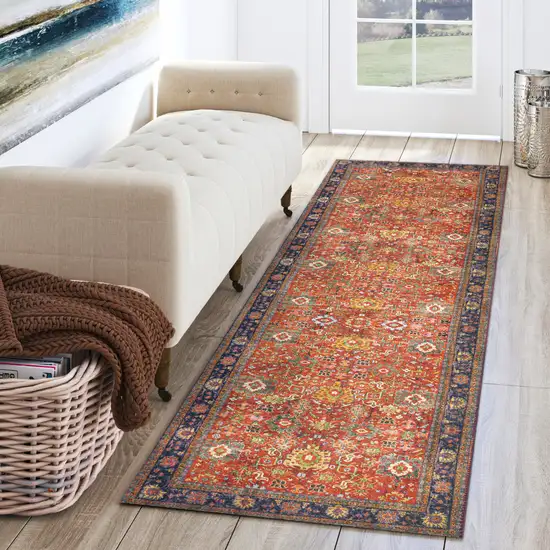 Red Oriental Non Skid Runner Rug Photo 4