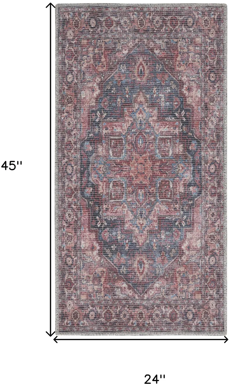 Red Oriental Power Loom Distressed Washable Area Rug Photo 5