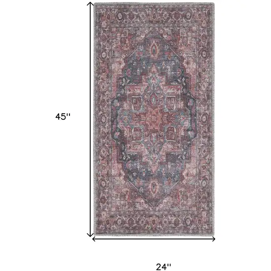 Red Oriental Power Loom Distressed Washable Area Rug Photo 5