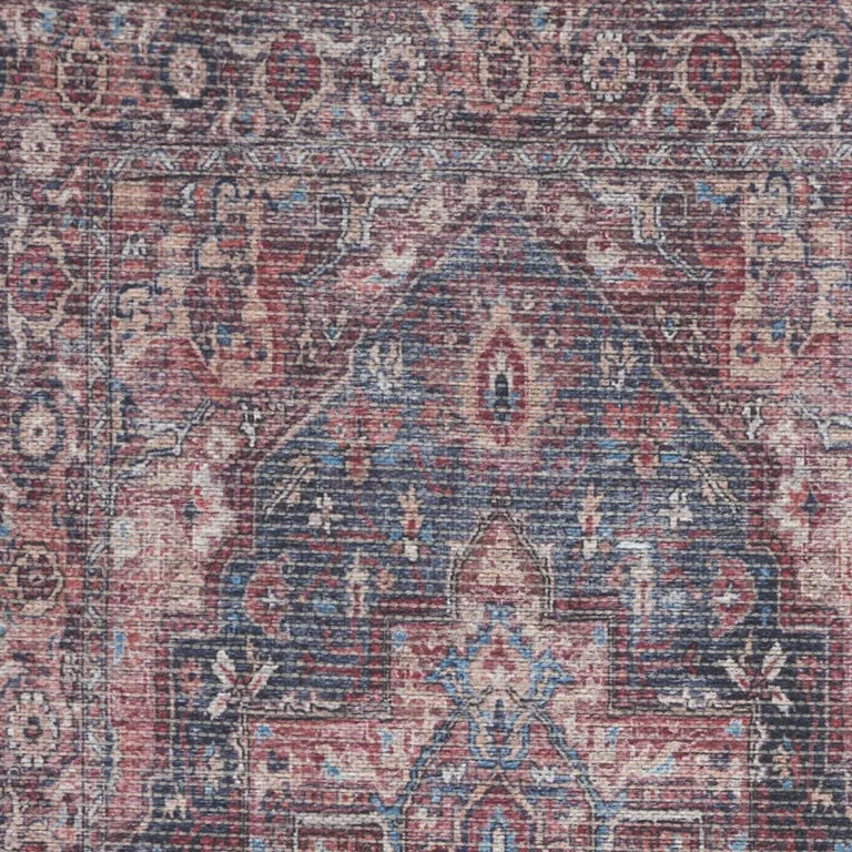 Red Oriental Power Loom Distressed Washable Area Rug Photo 3