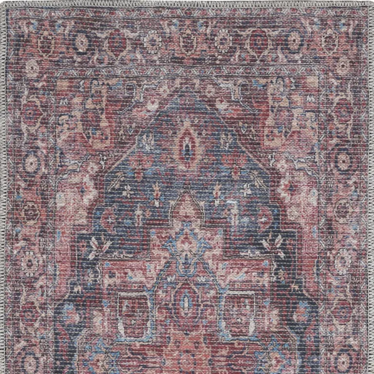 Red Oriental Power Loom Distressed Washable Area Rug Photo 4