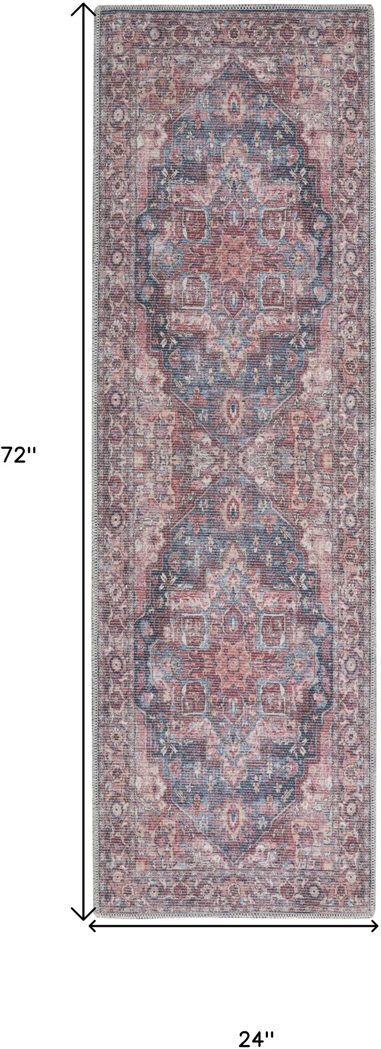 Red Oriental Power Loom Distressed Washable Runner Rug Photo 5