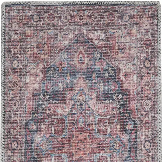 Red Oriental Power Loom Distressed Washable Runner Rug Photo 4