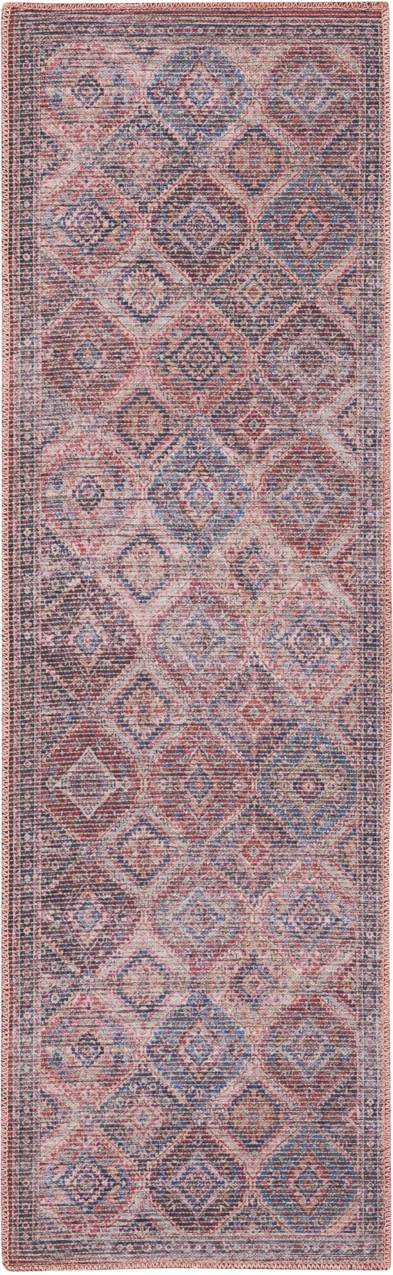 Red Oriental Power Loom Distressed Washable Runner Rug Photo 1