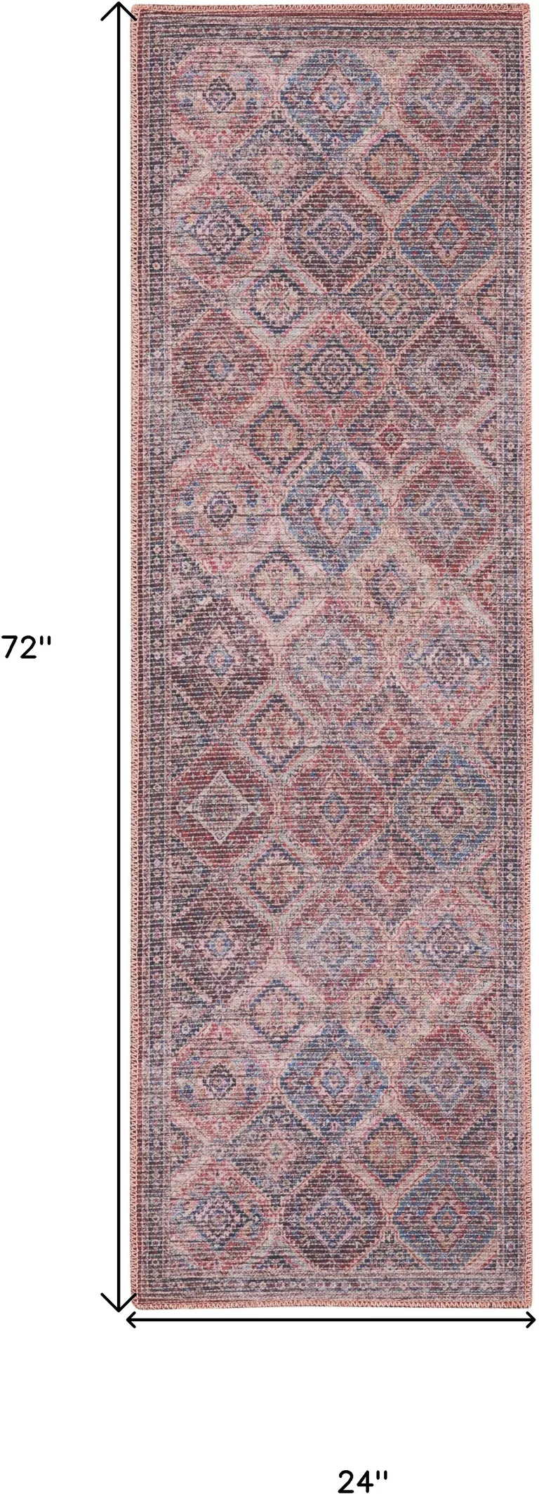 Red Oriental Power Loom Distressed Washable Runner Rug Photo 5