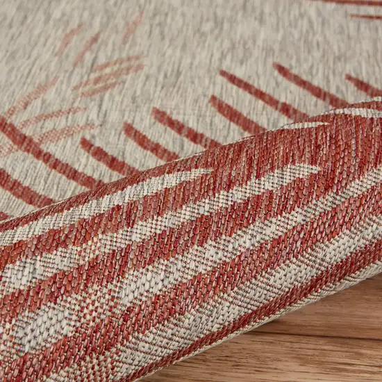 Red Palm Leaves Indoor Outdoor Area Rug Photo 6