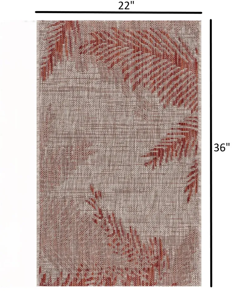 Red Palm Leaves Indoor Outdoor Scatter Rug Photo 5