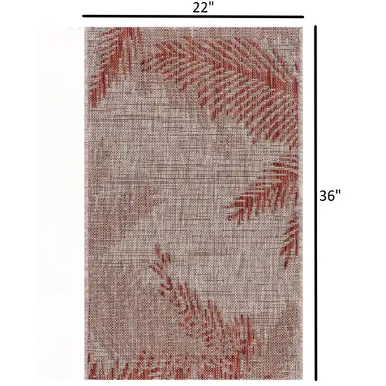 Red Palm Leaves Indoor Outdoor Scatter Rug Photo 5