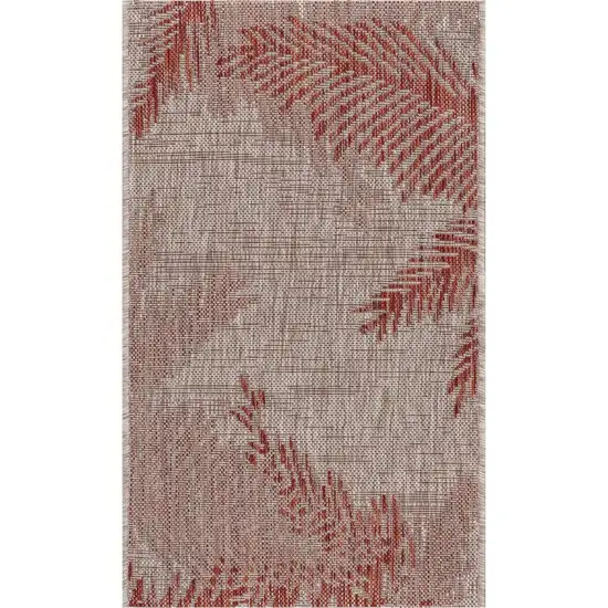 Red Palm Leaves Indoor Outdoor Scatter Rug Photo 1