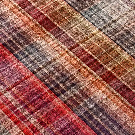 Red Plaid Washable Non Skid Indoor Outdoor Area Rug Photo 9