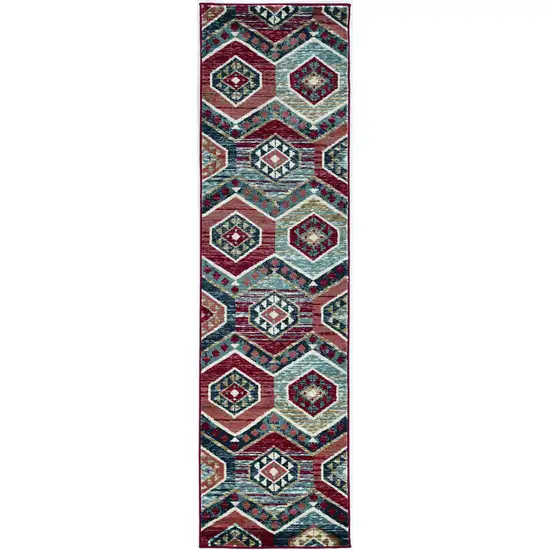 Red Polypropylene Runner Rug Photo 1