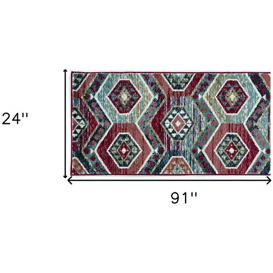 Red Polypropylene Runner Rug Photo 5