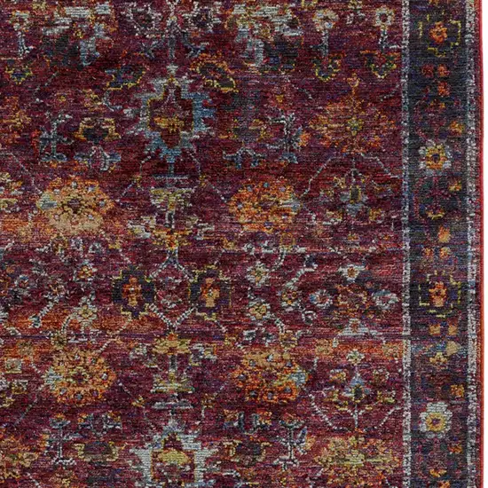 Red Purple Gold And Grey Oriental Power Loom Stain Resistant Area Rug Photo 3