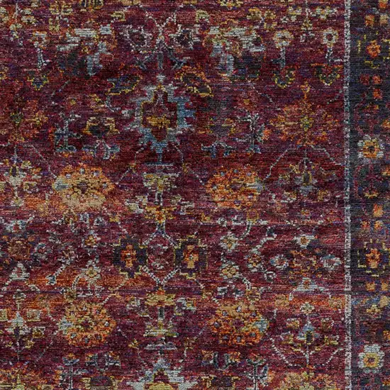 Red Purple Gold And Grey Oriental Power Loom Stain Resistant Area Rug Photo 3