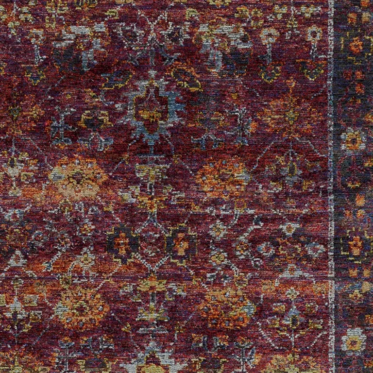 Red Purple Gold And Grey Oriental Power Loom Stain Resistant Area Rug Photo 3