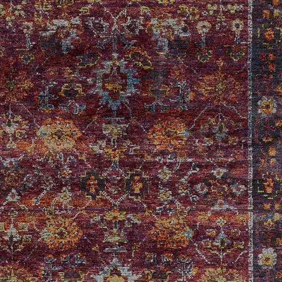 Red Purple Gold And Grey Oriental Power Loom Stain Resistant Area Rug Photo 3