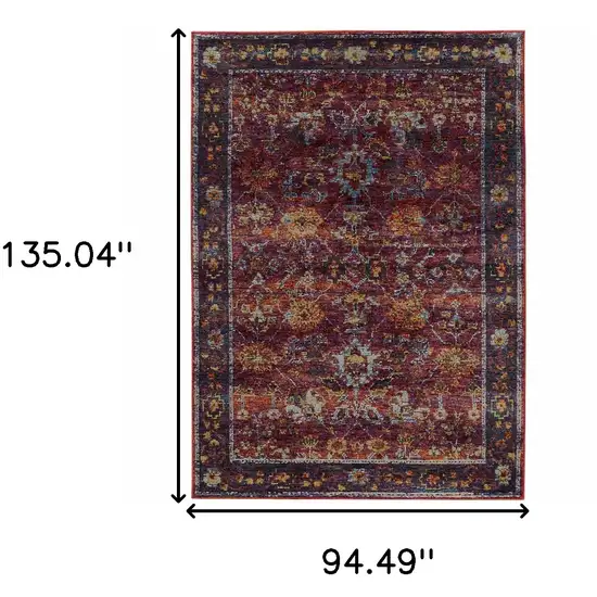 Red Purple Gold And Grey Oriental Power Loom Stain Resistant Area Rug Photo 5