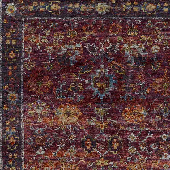 Red Purple Gold And Grey Oriental Power Loom Stain Resistant Area Rug Photo 3