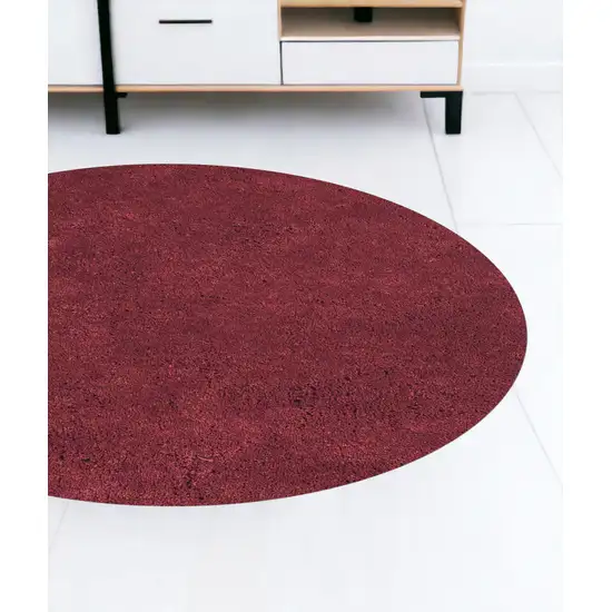 8' Red Round Indoor Shag Rug Photo 1