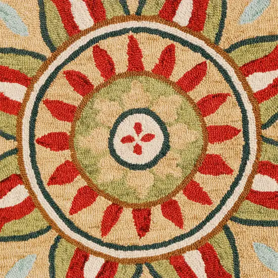 Red Round Wool Floral Hand Tufted Area Rug Photo 7