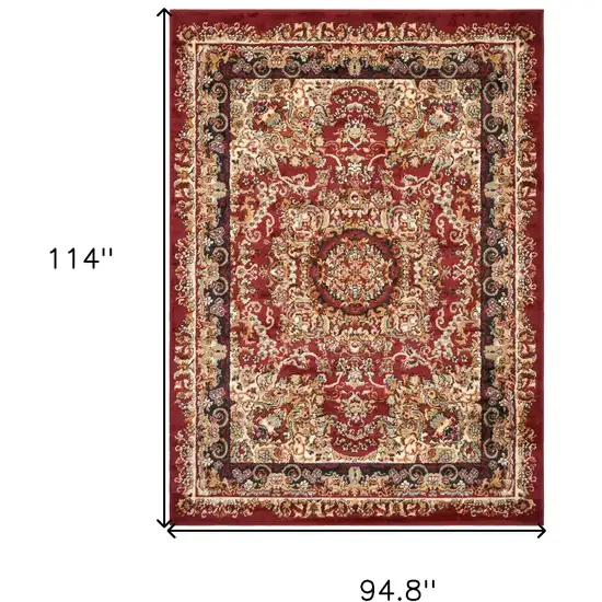 Red and Black Floral Medallion Area Rug Photo 3