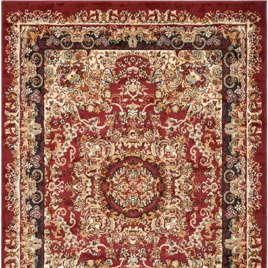 Red and Black Floral Medallion Area Rug Photo 6