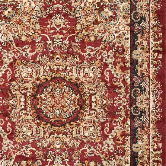 Red and Black Floral Medallion Area Rug Photo 5