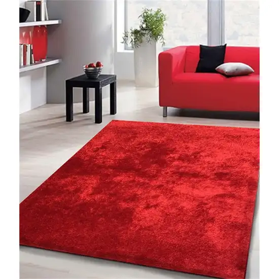 Red Shag Hand Tufted Area Rug Photo 5