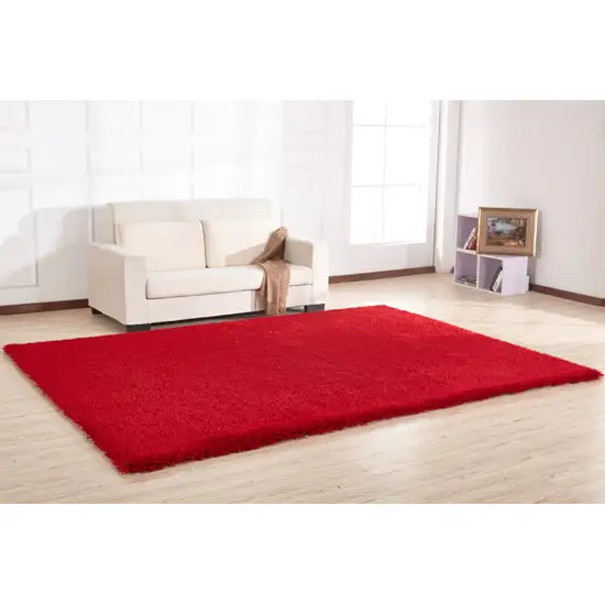 Red Shag Hand Tufted Area Rug Photo 4