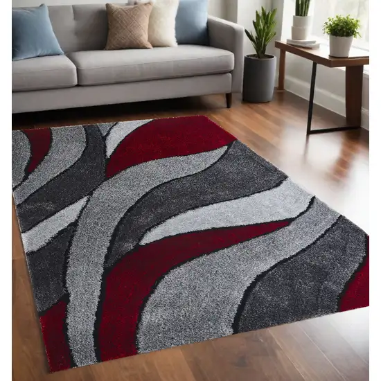 Red Shag Hand Tufted Area Rug Photo 2